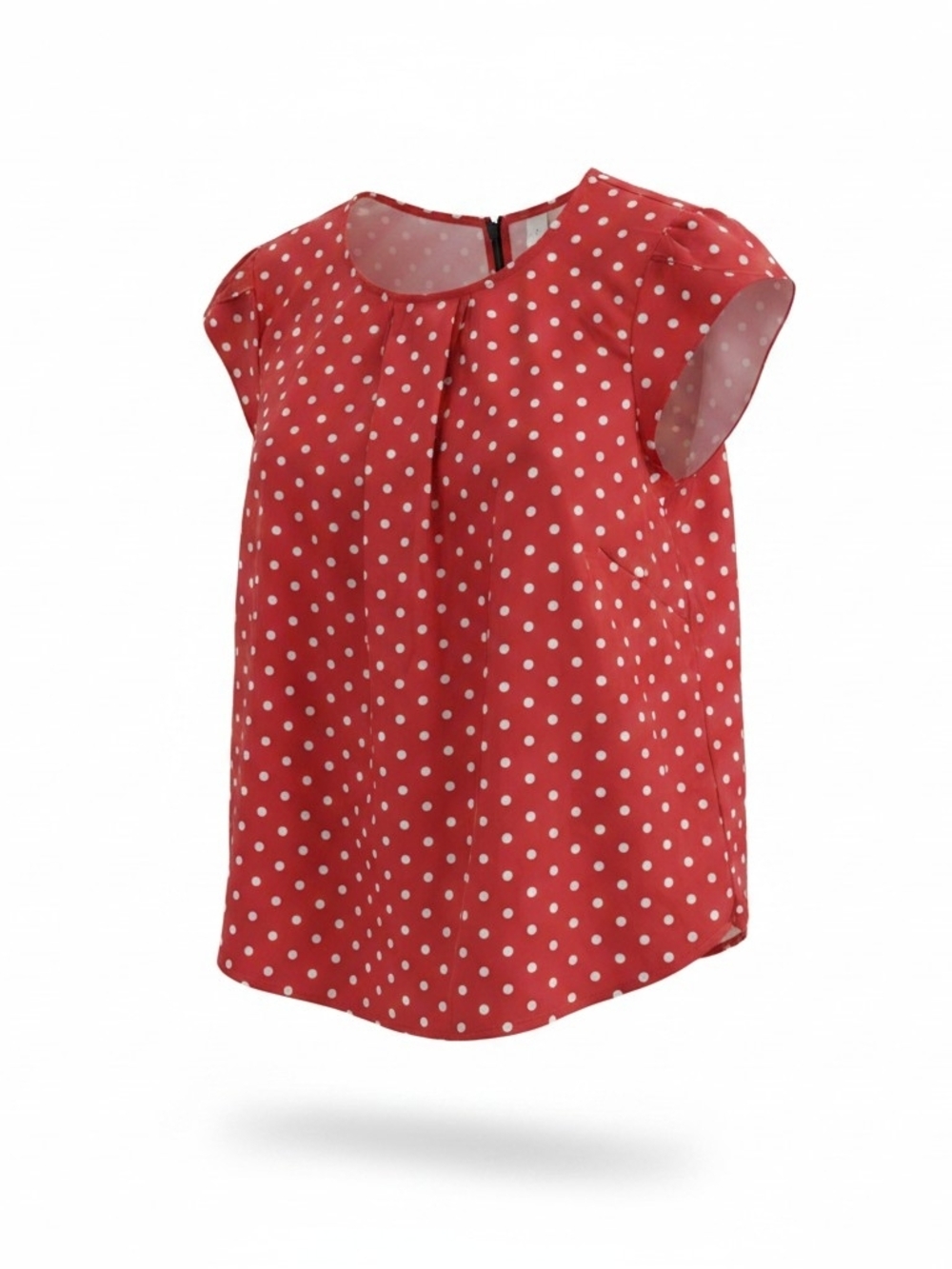 Women's Red Polka Dot Cap-Sleeve Top - Picture 2 of 3